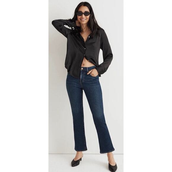 MADEWELL Flea Market Cropped Kick Jeans Dark Wash Stretch Denim Sz 28 - Picture 1 of 11